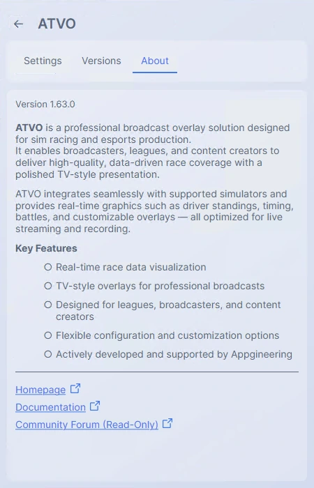 Screenshot: The About tab of an application detail view with a long markdown description and a couple of external links rendered as buttons.