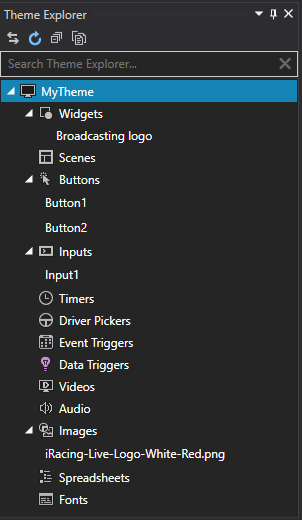 Theme Editor explorer