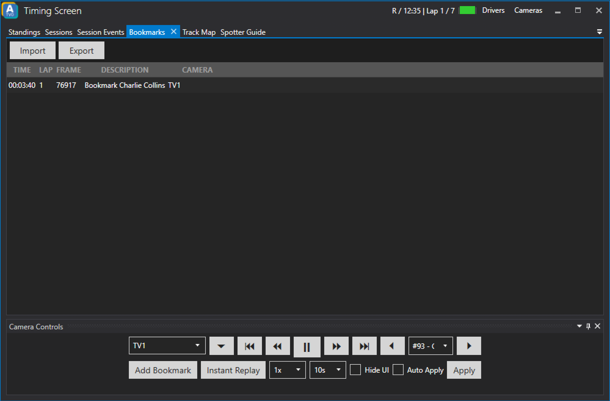 ATVO Timing Screen Bookmarks