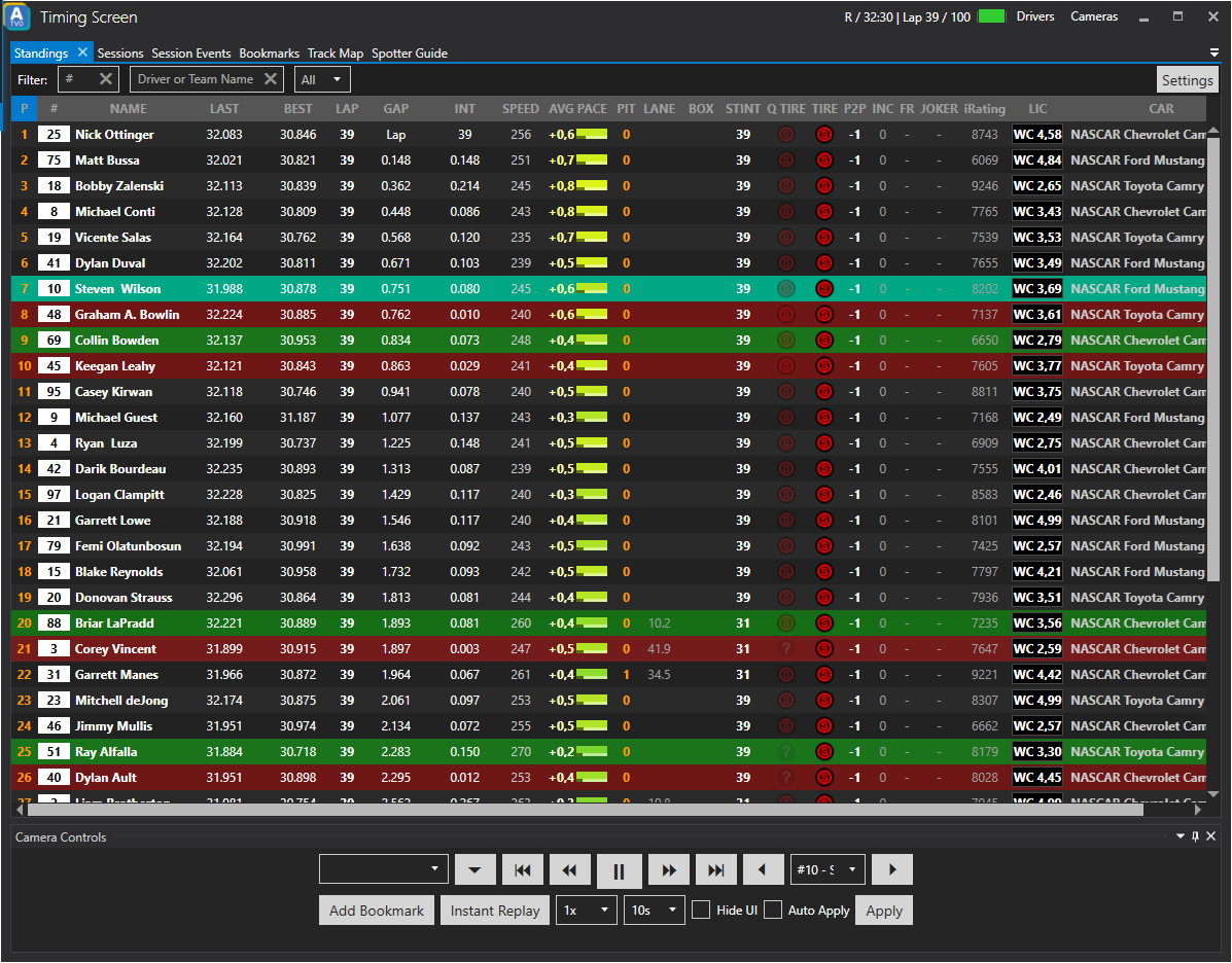 ATVO Timing Screen (eNASCAR)